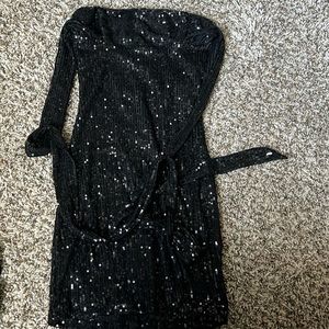 Minnie Sequin striped halter dress